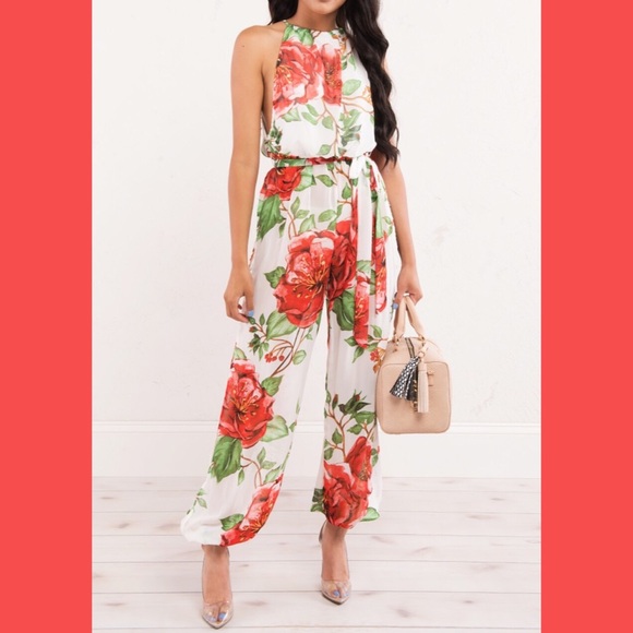 AKIRA Pants - Akira Floral print slit leg jumpsuit